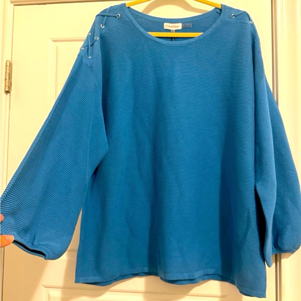 NWT Blue Calvin Klein Balloon Sleeve Sweater Sz 2X